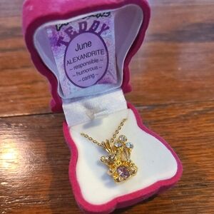 June Birthstone Teddy Necklace